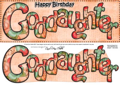 Large Dl Birthday Goddaughter Card & 3D Decoupage