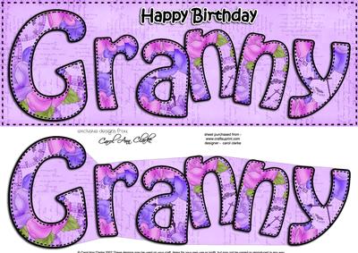 Large Dl Birthday Granny Card & 3D Decoupage