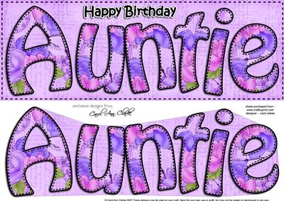 Large Dl Birthday Auntie Card & 3D Decoupage
