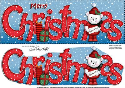 Large Dl Merry Christmas Quick Card 3D Decoupage