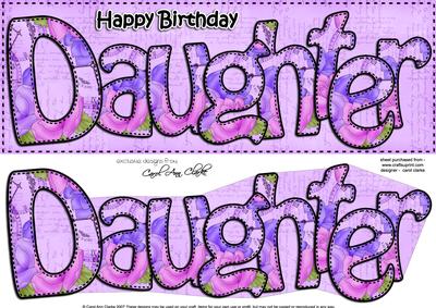 Large Dl Birthday Daughter Card & 3D Decoupage