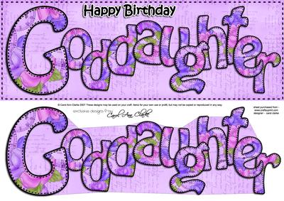Large Dl Birthday Goddaughter Card & 3D Decoupage