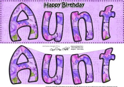 Large Dl Birthday Aunt Quick Card & 3D Decoupage