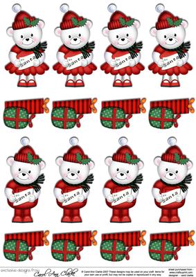 Xmas Teddy Tess & Teddy Ed 3D Decoupage Sheet