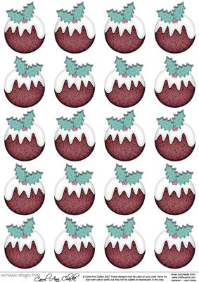 Xmas Puddings Decoupage Sheet