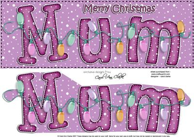 Large Dl Xmas Christmas Mum Quick Card 3D Decoupage