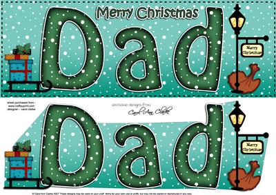 Large Dl Xmas Christmas Dad Quick Card 3D Decoupage