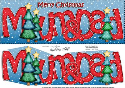 Large Dl Xmas Christmas Mum & Dad Quick Card 3D Decoupage