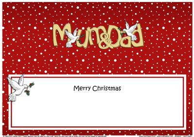 Xmas Christmas Mum & Dad Matching Large Dl Insert