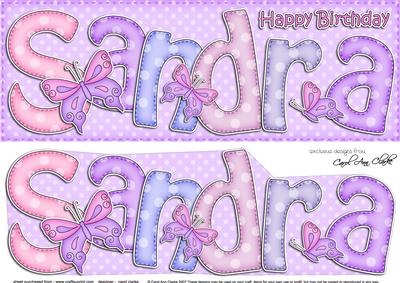 Birthday Sandra Large Dl Card N 3D Decoupage
