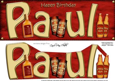 Birthday Paul Large Dl Card N 3D Decoupage