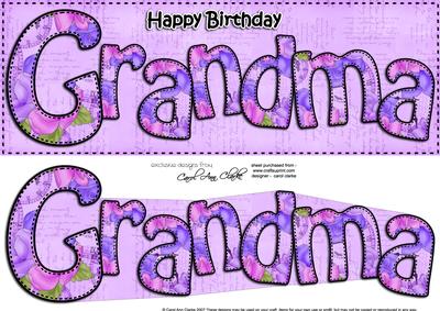 Large Dl Birthday Grandma Quick Card N 3D Decoupage