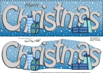 Large Dl Merry Christmas Quick Card 3D Decoupage