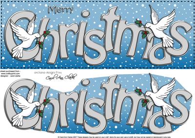 Large Dl Merry Christmas Quick Card 3D Decoupage