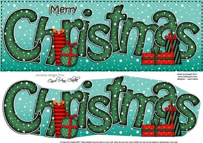 Large Dl Merry Christmas Quick Card 3D Decoupage