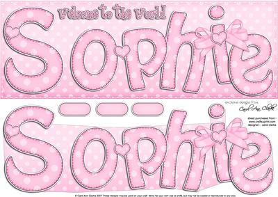 Large Dl New Baby Sophie Quick Card N 3D Decoupage
