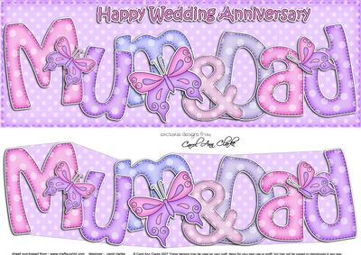 Mum & Dad Anniversary Large Dl Quick Card N 3D Decoupage