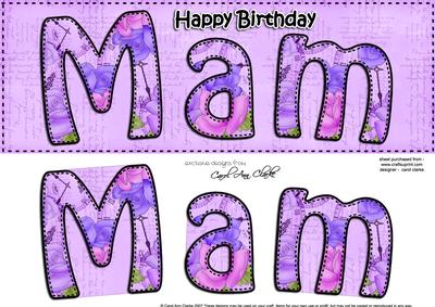 Large Dl Birthday Mam Card & 3D Decoupage