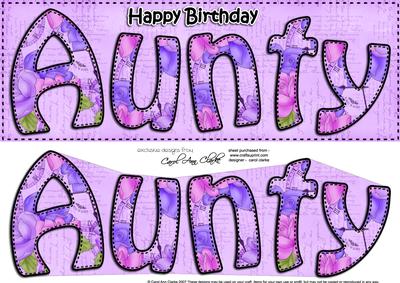 Large Dl Birthday Aunty Card & 3D Decoupage