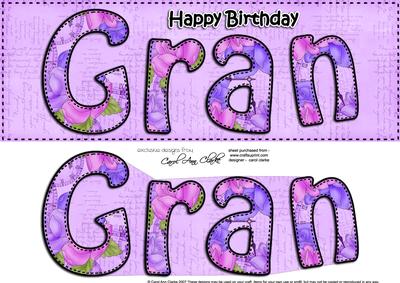 Large Dl Birthday Gran Card & 3D Decoupage