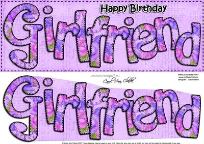 Large Dl Birthday Girlfriend Card & 3D Decoupage