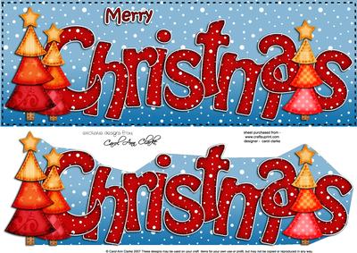 Large Dl Merry Christmas Quick Card 3D Decoupage