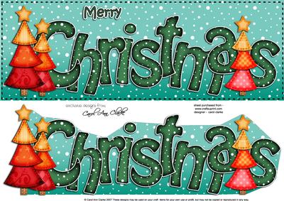 Large Dl Merry Christmas Quick Card 3D Decoupage