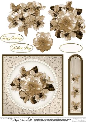 Flowers & Pearls Quick Card with Decoupage