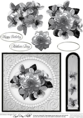 Flowers & Pearls Quick Card with Decoupage