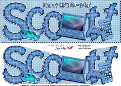 16th Birthday Scott Gadgets & Gizmos Large Dl 3D Decoupage