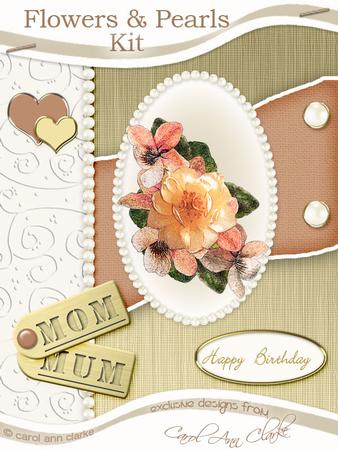 Flowers & Pearls Amber Kit with Step by Step Decoupage