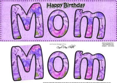 Large Dl Birthday Mom Card & 3D Decoupage