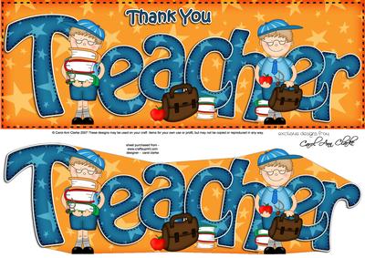 Large Dl Thank You Teacher Card & 3D Decoupage