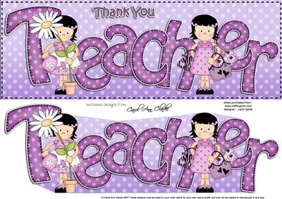 Large Dl Thank You Teacher Card & 3D Decoupage