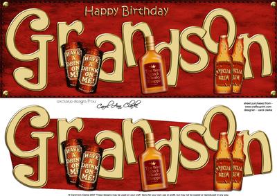Birthday Grandson Large Dl Card N 3D Decoupage