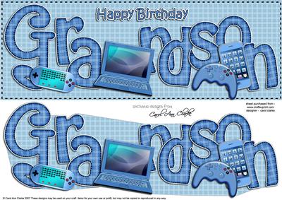 Birthday Grandson Large Dl Card N 3D Decoupage