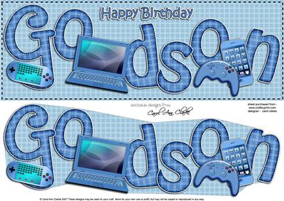Birthday Godson Large Dl Card N 3D Decoupage