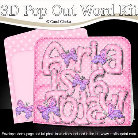 3D 6th Birthday Aria with Butterflies Pop Out Word Card