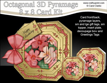 8x8 3D Pretty Violas Pyramage Octagonal Floral Kit