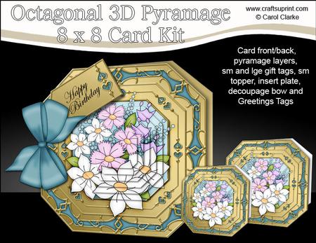 8x8 3D Pretty Floral Pyramage Octagonal Floral Kit