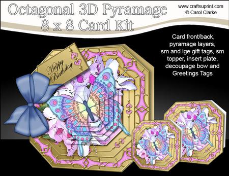 8x8 3D Flowers & Butterfly Pyramage Octagonal Floral Kit