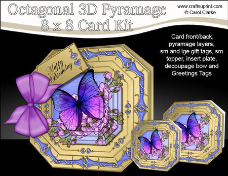 8x8 3D Flowers & Butterfly Pyramage Octagonal Floral Kit