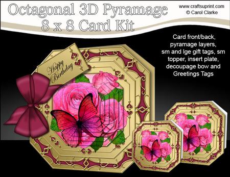 8x8 3D Roses & Butterfly Pyramage Octagonal Floral Kit