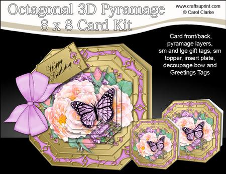 8x8 3D Butterfly Bouquet Pyramage Octagonal Floral Kit