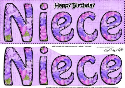 Large Dl Birthday Niece Card & 3D Decoupage