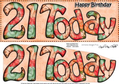 Large Dl Birthday 21 Today Card & 3D Decoupage