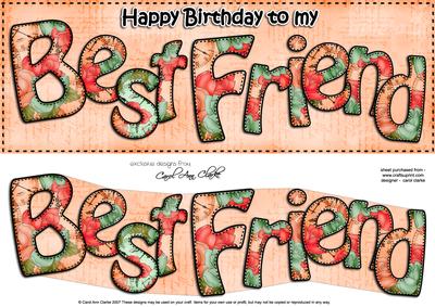 Large Dl Birthday Best Friend Card & 3D Decoupage
