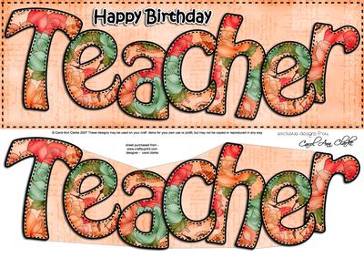 Large Dl Birthday Teacher Card & 3D Decoupage