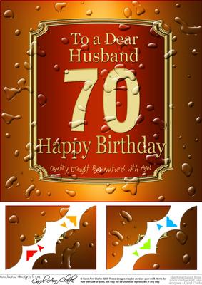 8 x 8 70th Birthday Husband Beer Label Scalloped Corner