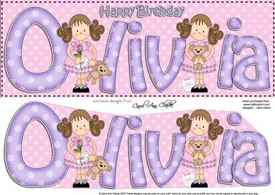 Girlz Birthday Olivia Large Dl Quick Card 3D Decoupage